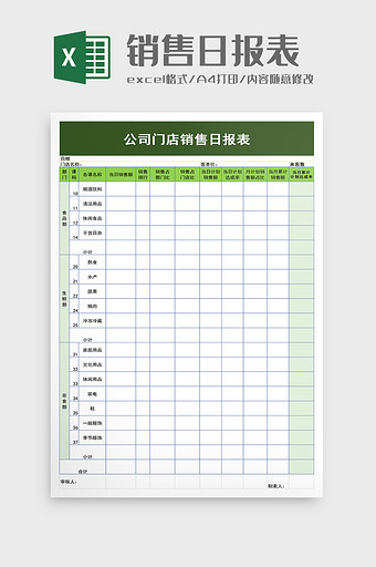 公司门店销售日报表excel模板图片