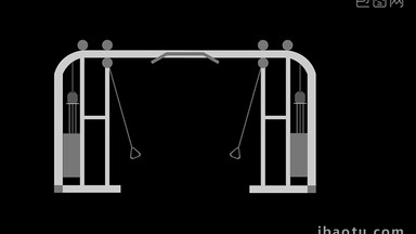 简约可爱扁平画风健身器材龙门架MG动画