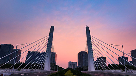 唯美郑州龙子湖日出彩霞地面航拍延时素材