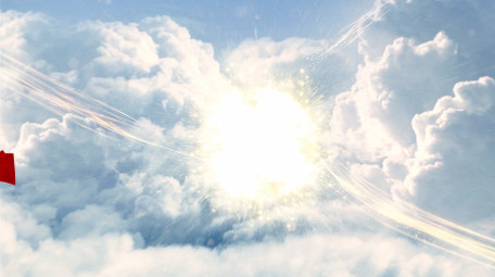 大气天空红绸金色粒子LOGO片头PR模板