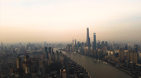 4k上海陆家嘴金融中心地标城市夕阳航拍