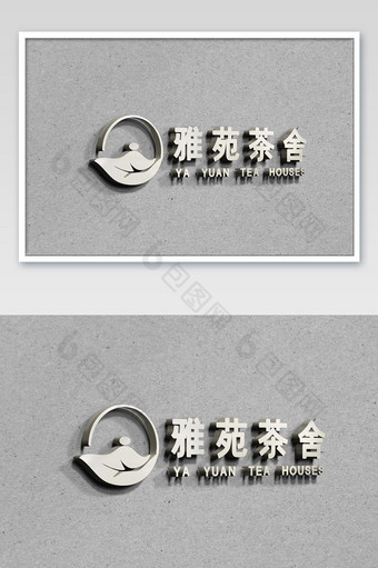 墙面上立体雕刻logo样机图片