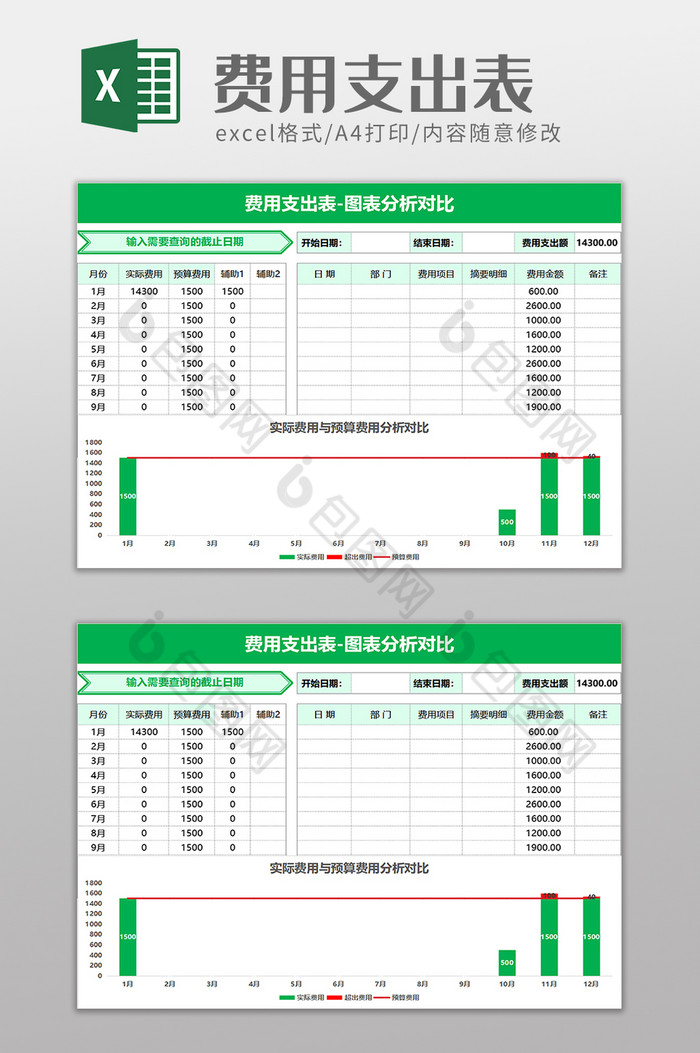 费用支出表excel模版图片图片