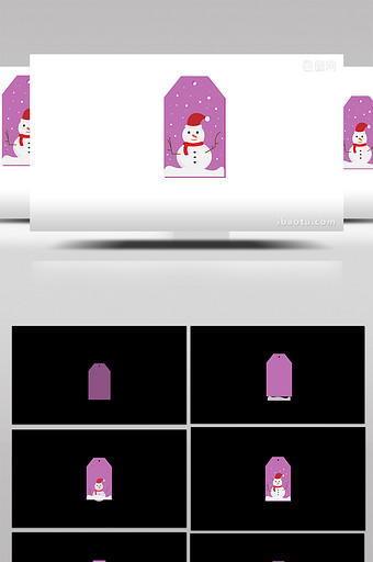 扁平画风圣诞节类圣诞卡通吊牌雪人mg动画图片