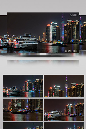 8k上海城市江景夜景游轮东方明珠地标延时图片