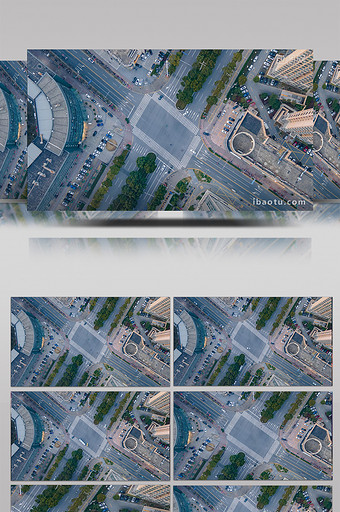 4k城市十字路口车流交通航拍延时摄影图片