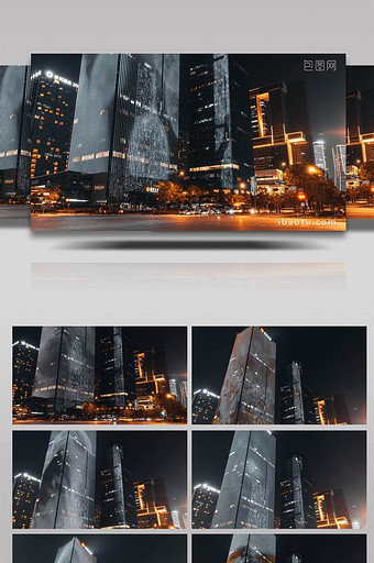 8K大气移动延时城市高楼灯光夜景图片