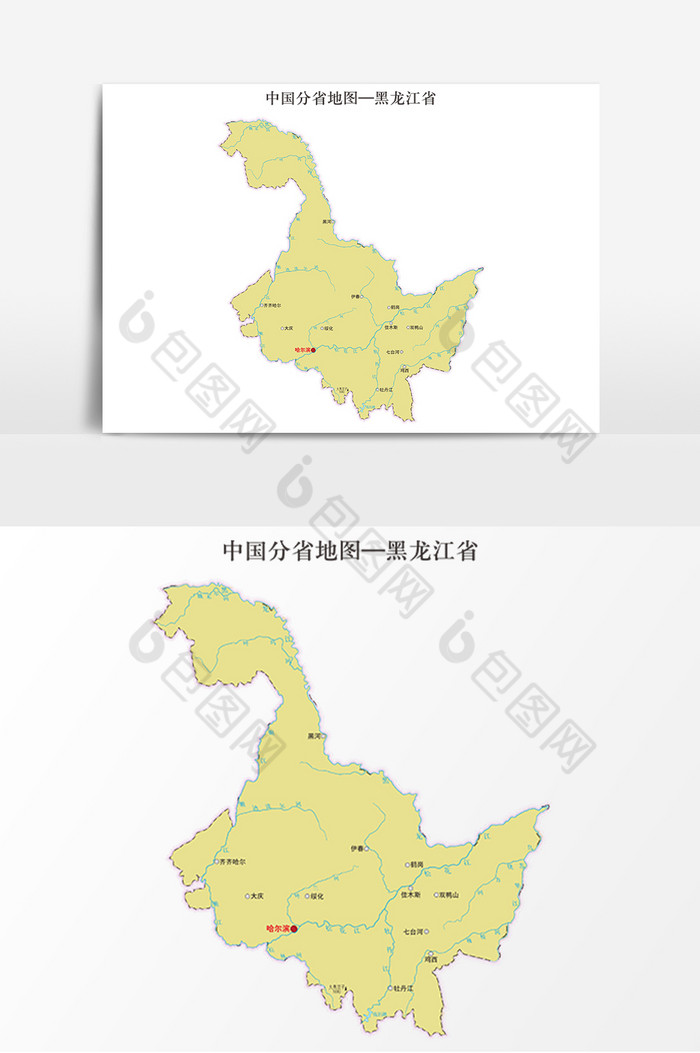 中国地图省份地标黑龙江省地图图片图片