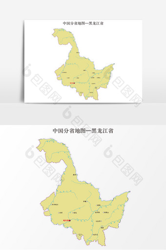 中国地图省份地标图案黑龙江省地图图片