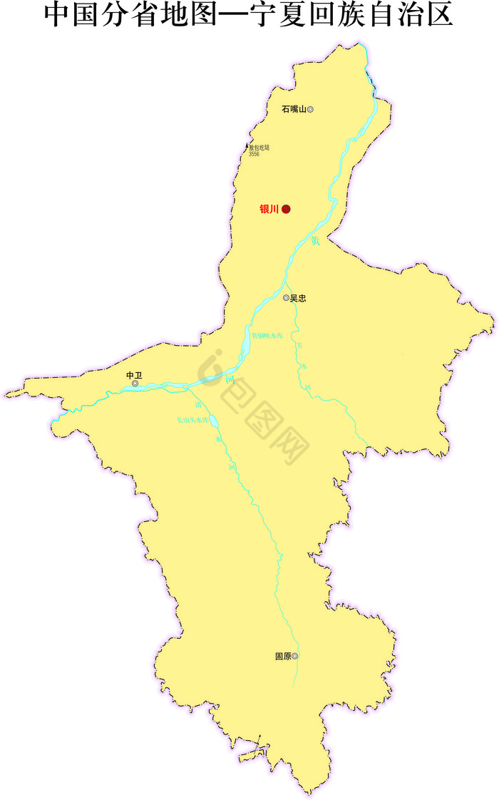 中国地图省份地标宁夏回族自治区地图