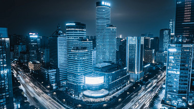 4k城市蓝冰科技感交通车流延时夜景
