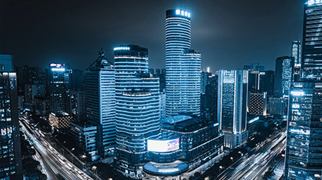 4k城市蓝冰科技感交通车流延时夜景