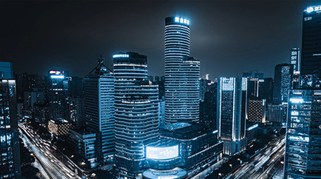 4k城市蓝冰科技感交通车流延时夜景