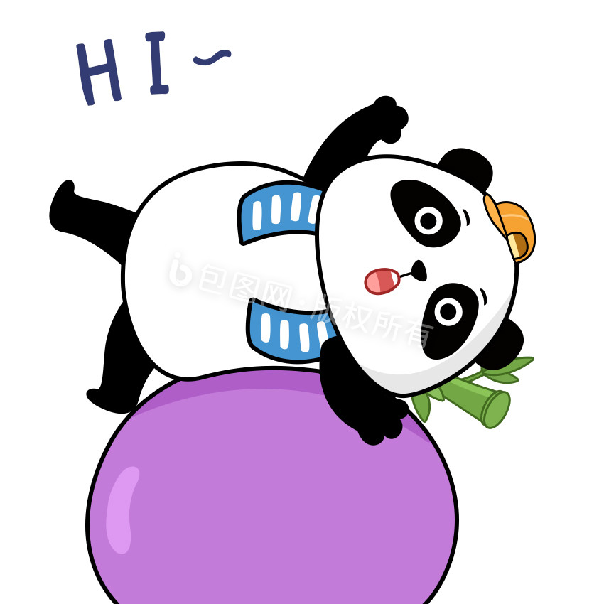 简约可爱卡通动物熊猫健身球GIF图图片