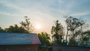 4K延时<strong>乡村</strong>日落宁静田园风