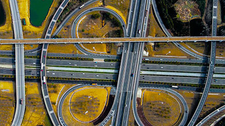 4K航拍高速公路交通枢纽交通路网