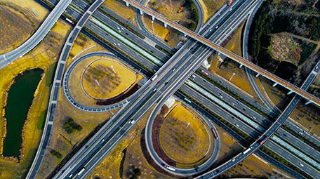 4K航拍高速公路交通枢纽交通路网