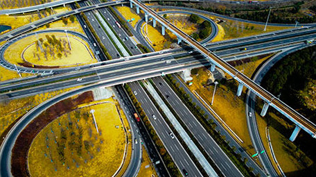 4K航拍高速公路交通枢纽交通路网