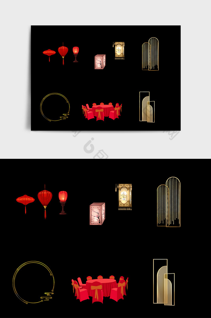 红色中式道具主题婚礼元素图片图片