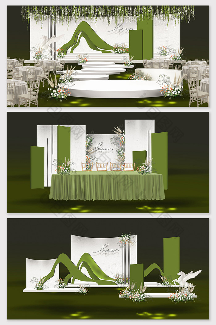森系清新绿色婚礼效果图图片图片