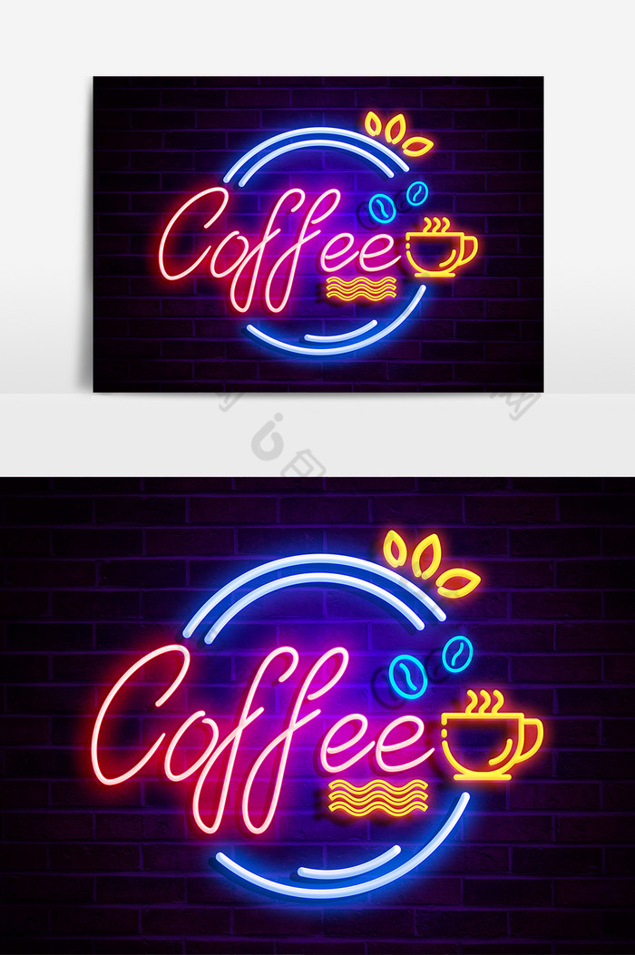 咖啡店荧光霓虹字图片图片