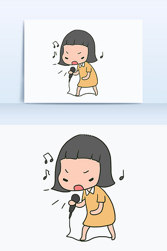 卡通风格可爱小女孩唱歌静态表情包手机配图图片