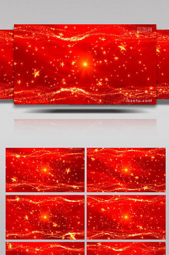 五角星冲屏红绸飘动粒子背景视频图片