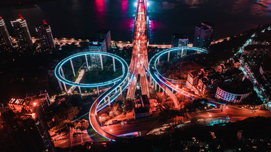 4k航拍重庆网红苏家坝立交<strong>夜景</strong>车流延时