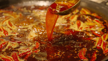 4k重庆火锅红汤锅底美食餐饮文化实拍