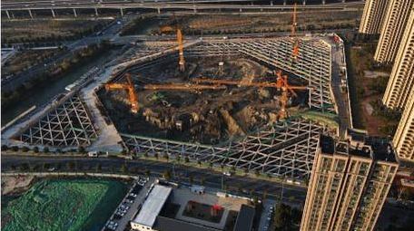 4K大气航拍建筑行业建筑工地塔吊