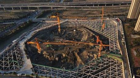 4K大气航拍建筑行业建筑工地塔吊