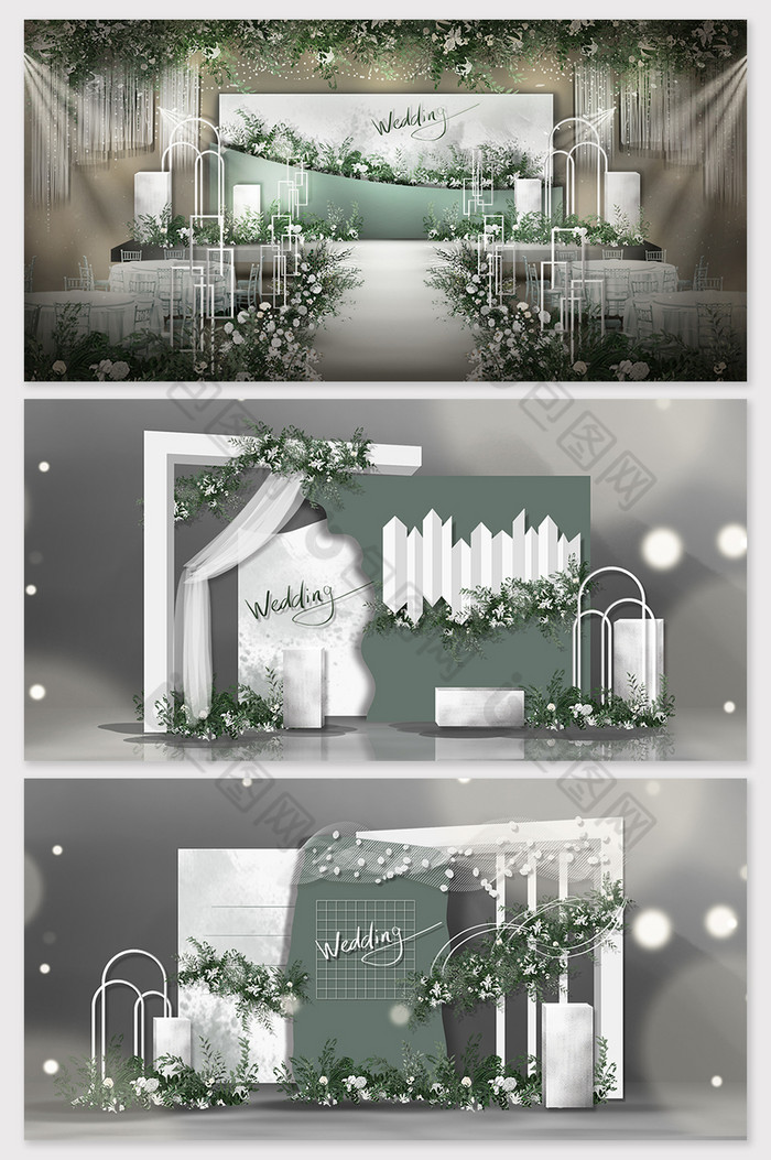 个性定制现代白绿韩式婚礼效果图图片图片