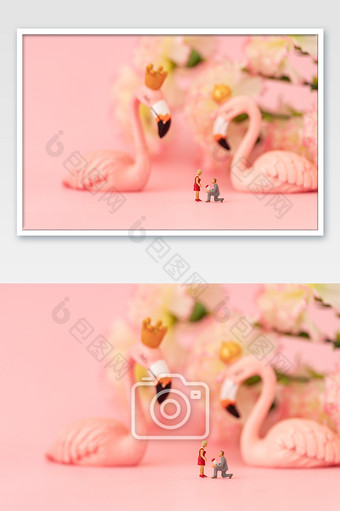 情人节求婚微缩创意粉色海报图片