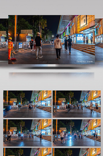 深圳商圈商场购物街夜晚人流延时图片