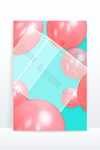 小清新马卡龙色系风格气球玻璃展台背景图片
