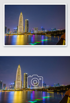广东深圳深圳湾大气cbd夜景建筑摄影图片