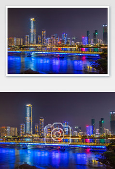 广东深圳深圳湾大气cbd夜景建筑摄影图片