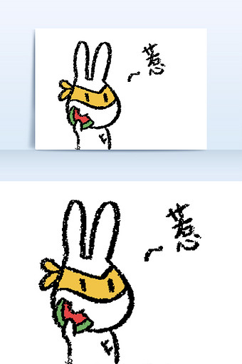 卡通可爱哈哈兔子简笔画表情包静静吃瓜看戏图片