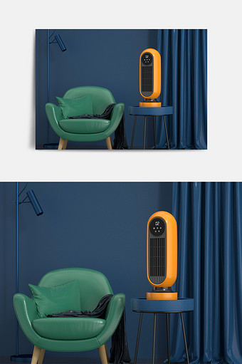 莫迪兰色取暖器产品C4D模型图片