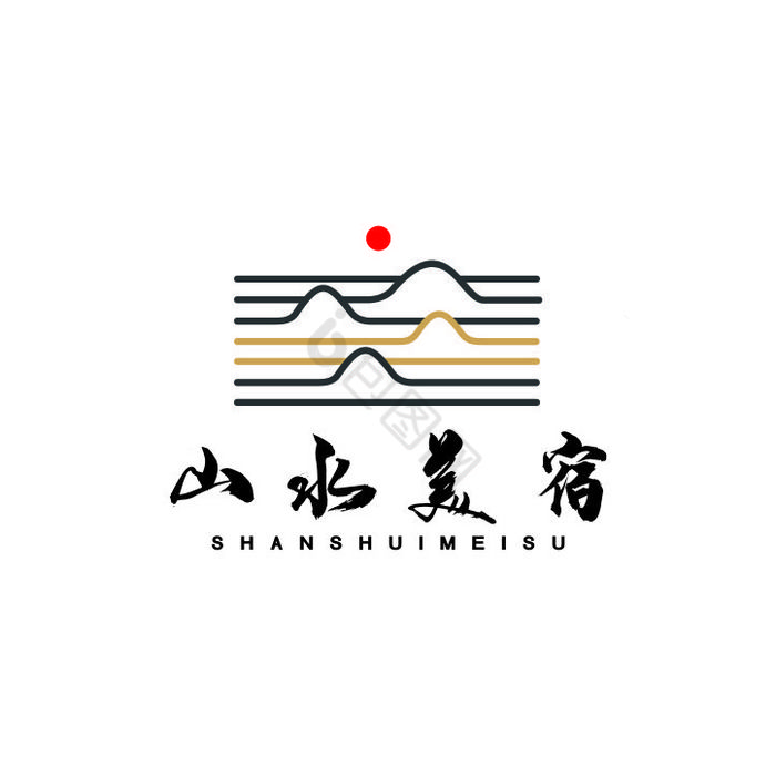 山水民宿意境中餐LOGO标志VI