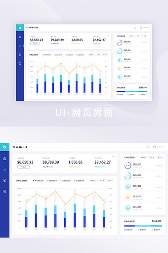 蓝色简约可视化数据分析UI网页后台界面图片