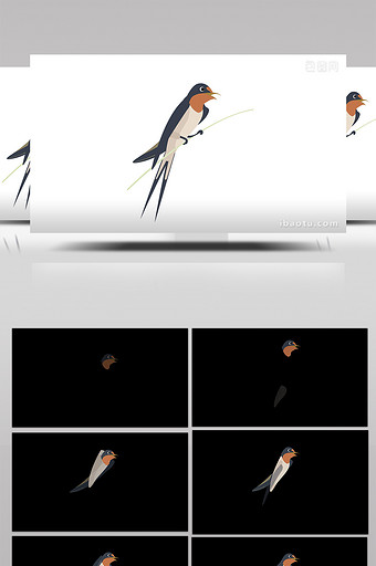 简约扁平画风卵生动物类燕子mg动画图片