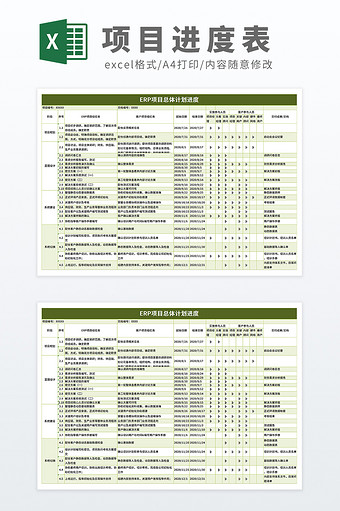 ERP项目实施进度项目计划表模板图片