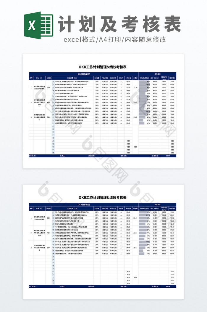 公式自动化OKR工作计划表绩效考核管理图片图片