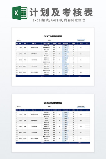 公式自动化可视化OKR工作计划总结表模板图片