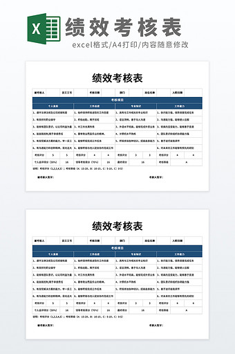 销售KPI绩效考核表Excel模板图片