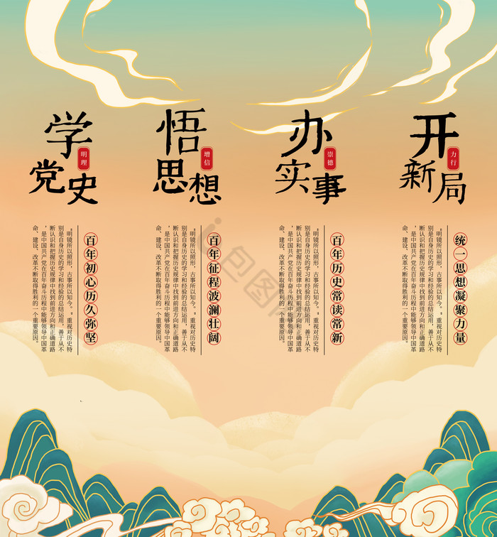 建党学习教育挂画展板