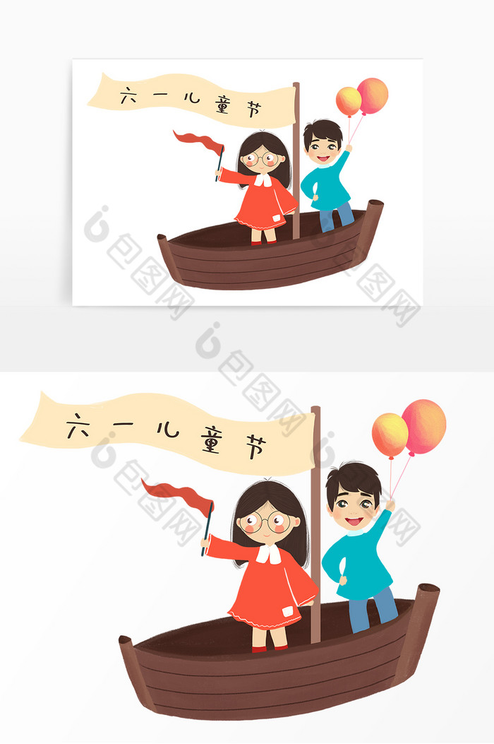六一儿童节划船插画图片图片