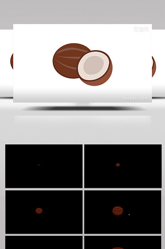 简单扁平画风食品类水果椰子mg动画图片