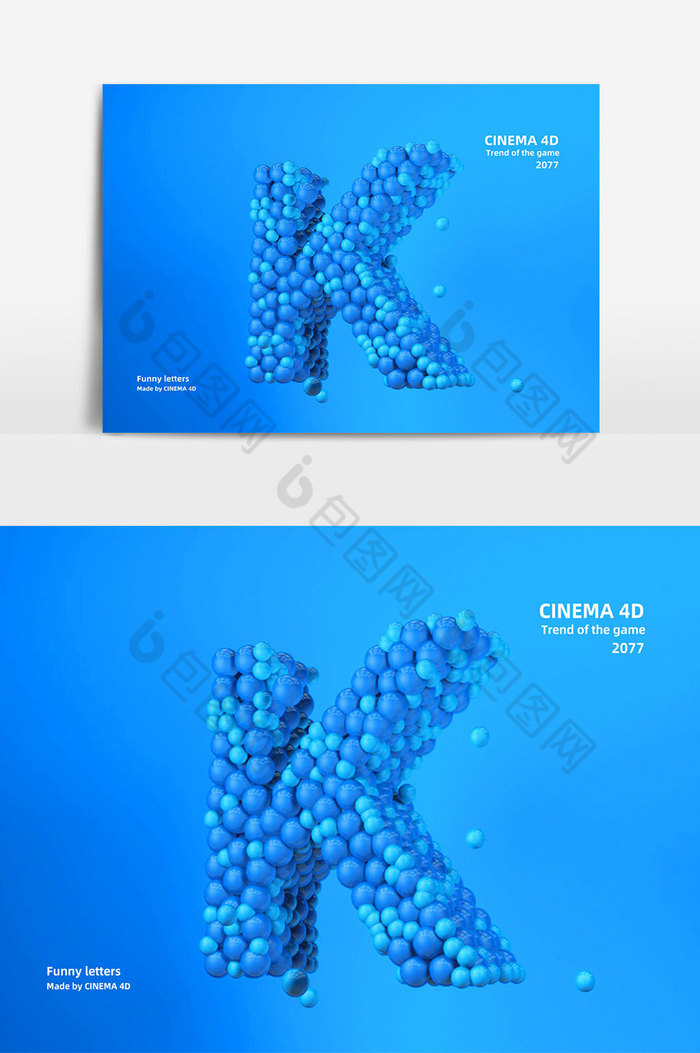 C4D小球创意立体英文字母K图片图片